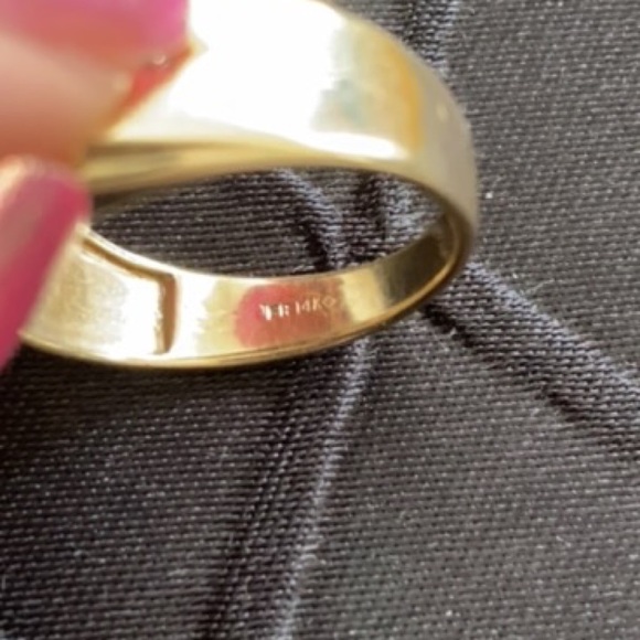 14K Yellow White Gold Diamond Signet Ring - Picture 9 of 10